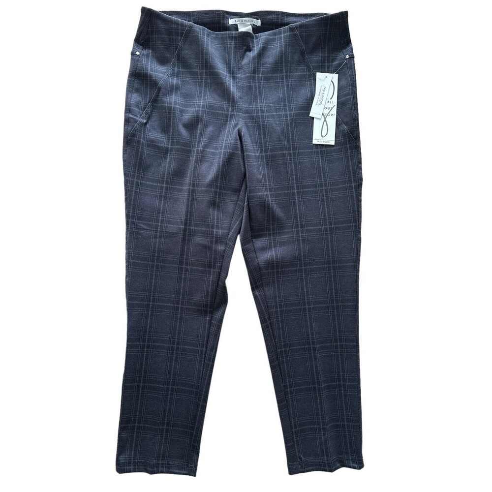 ZAC & RACHEL Women's Figure Defining Pants Tummy Control Slimmer Look Sz L Plaid